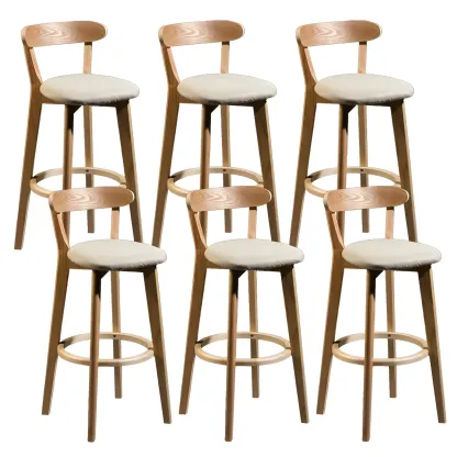 Wooden Upholstered Low Back Bar Height Stools Set of 2