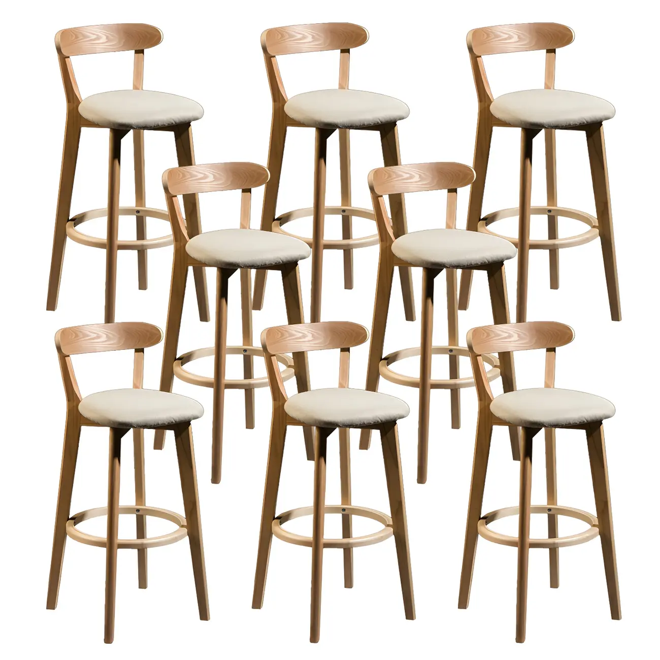Wooden Upholstered Low Back Bar Height Stools Set of 2 | homeyfad