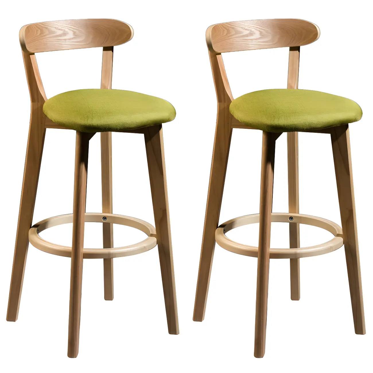 Wooden Upholstered Low Back Bar Height Stools Set of 2 | homeyfad