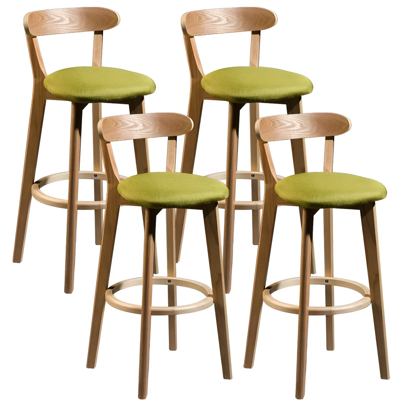 Wooden Upholstered Low Back Bar Height Stools Set of 2 | homeyfad