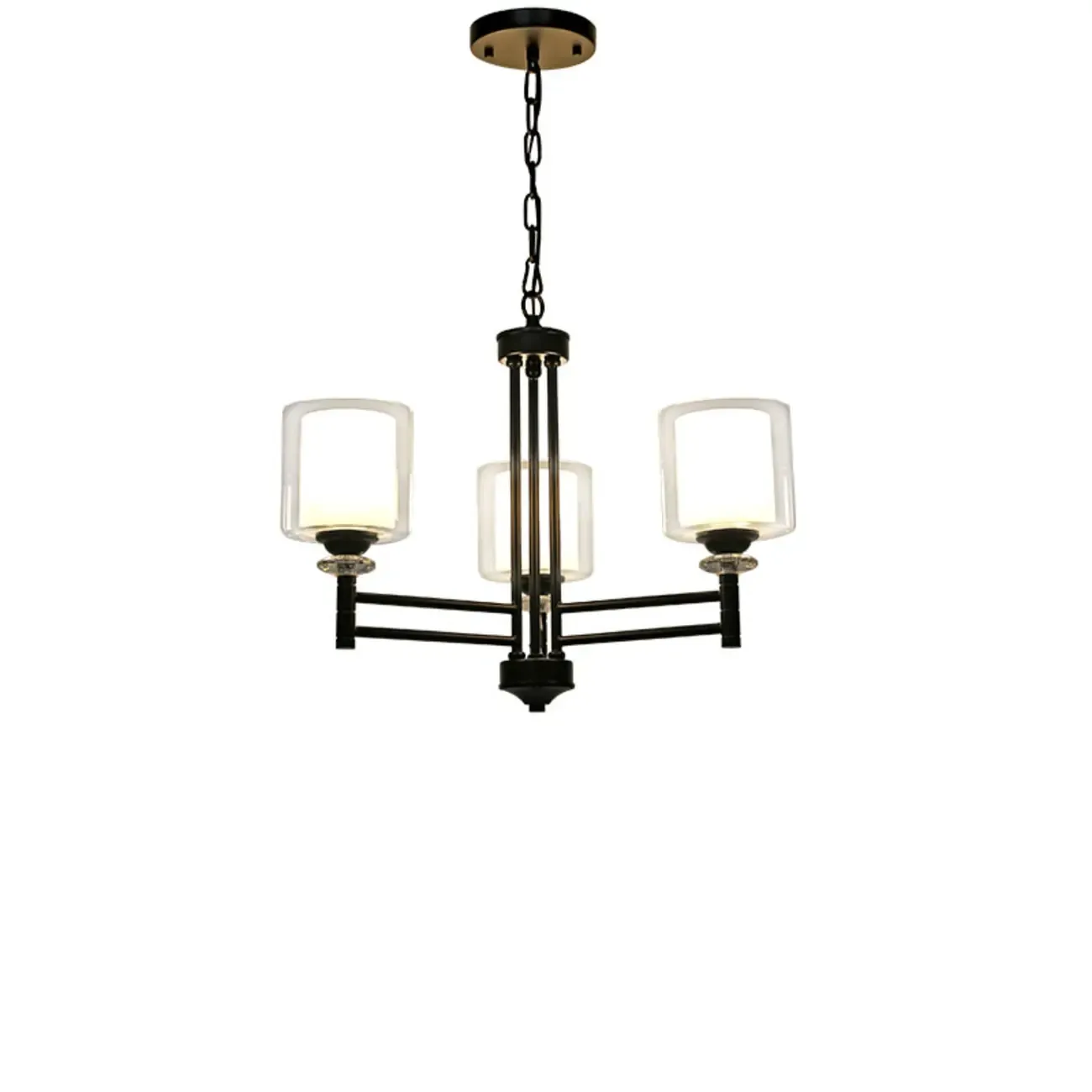 Modern Industrial Metal Chandelier with Clear Glass Shades Image - 2