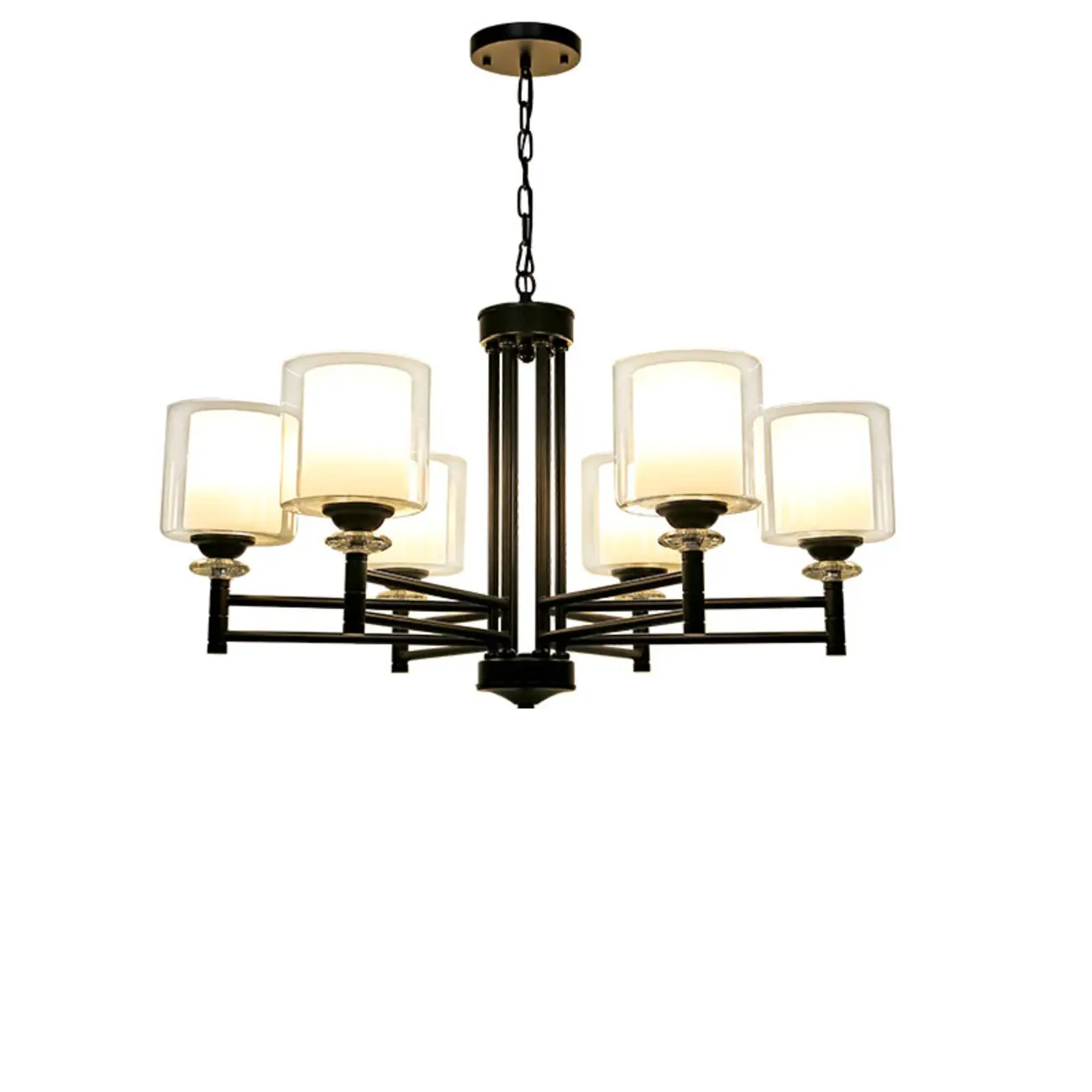 Modern Industrial Metal Chandelier with Clear Glass Shades Image - 3 | homeyfad