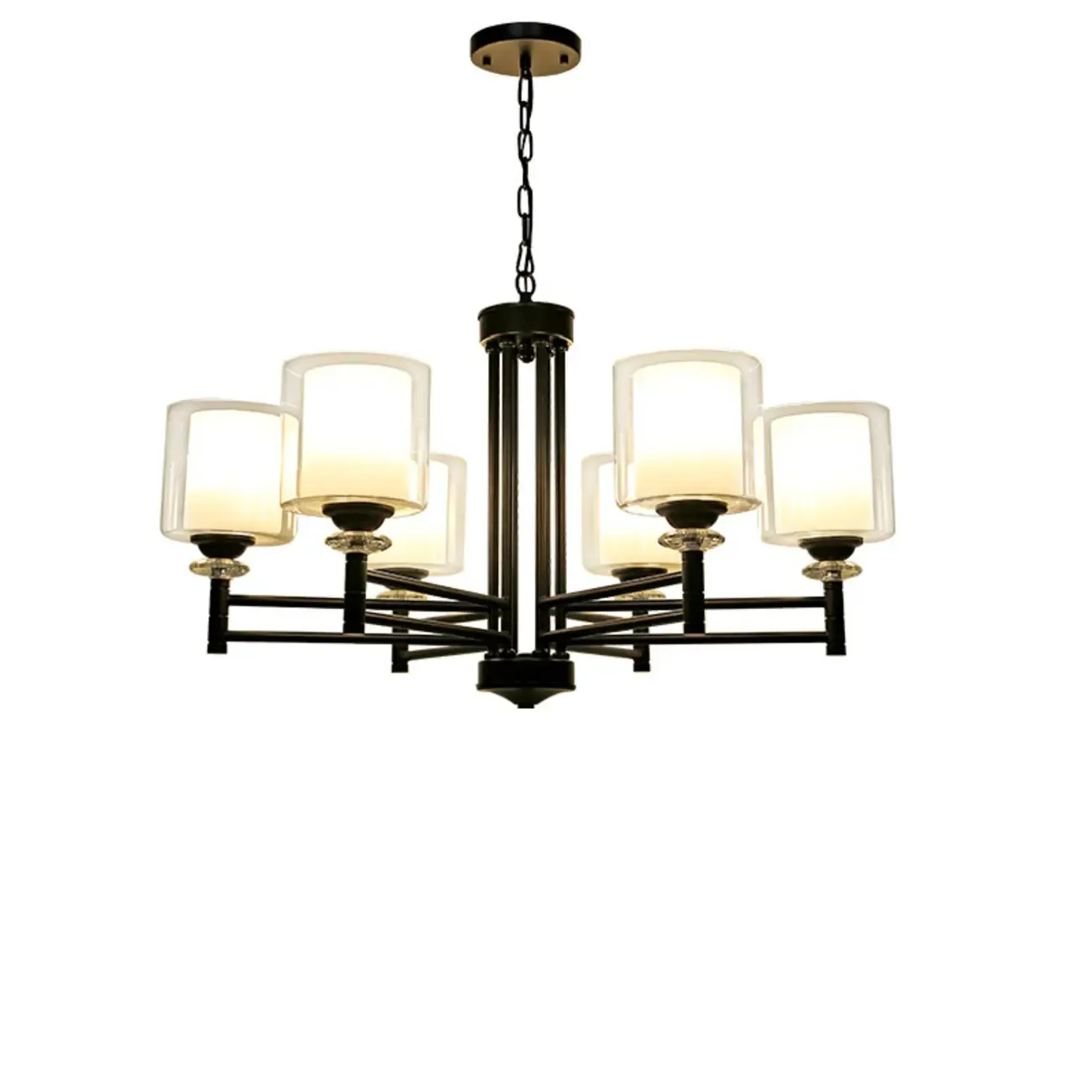 Modern Industrial Metal Chandelier with Clear Glass Shades Image - 3