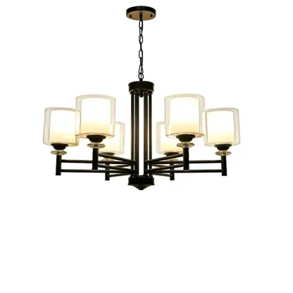 Modern Industrial Metal Chandelier with Clear Glass Shades Image - 3