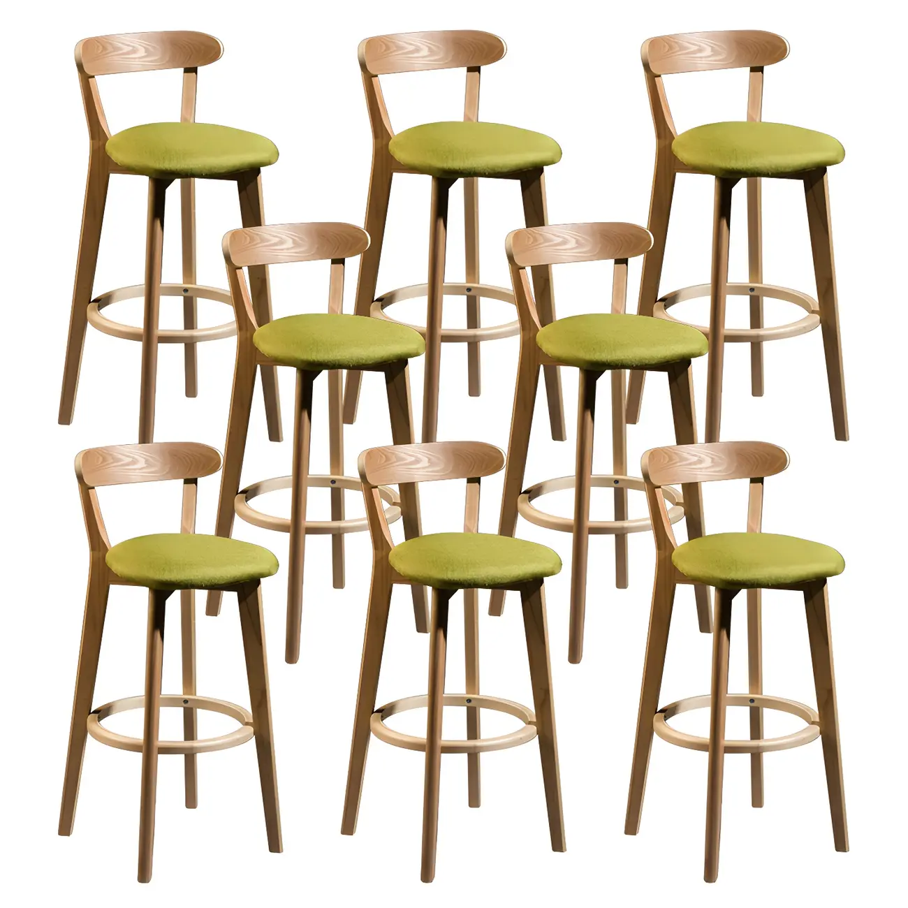 Wooden Upholstered Low Back Bar Height Stools Set of 2 | homeyfad