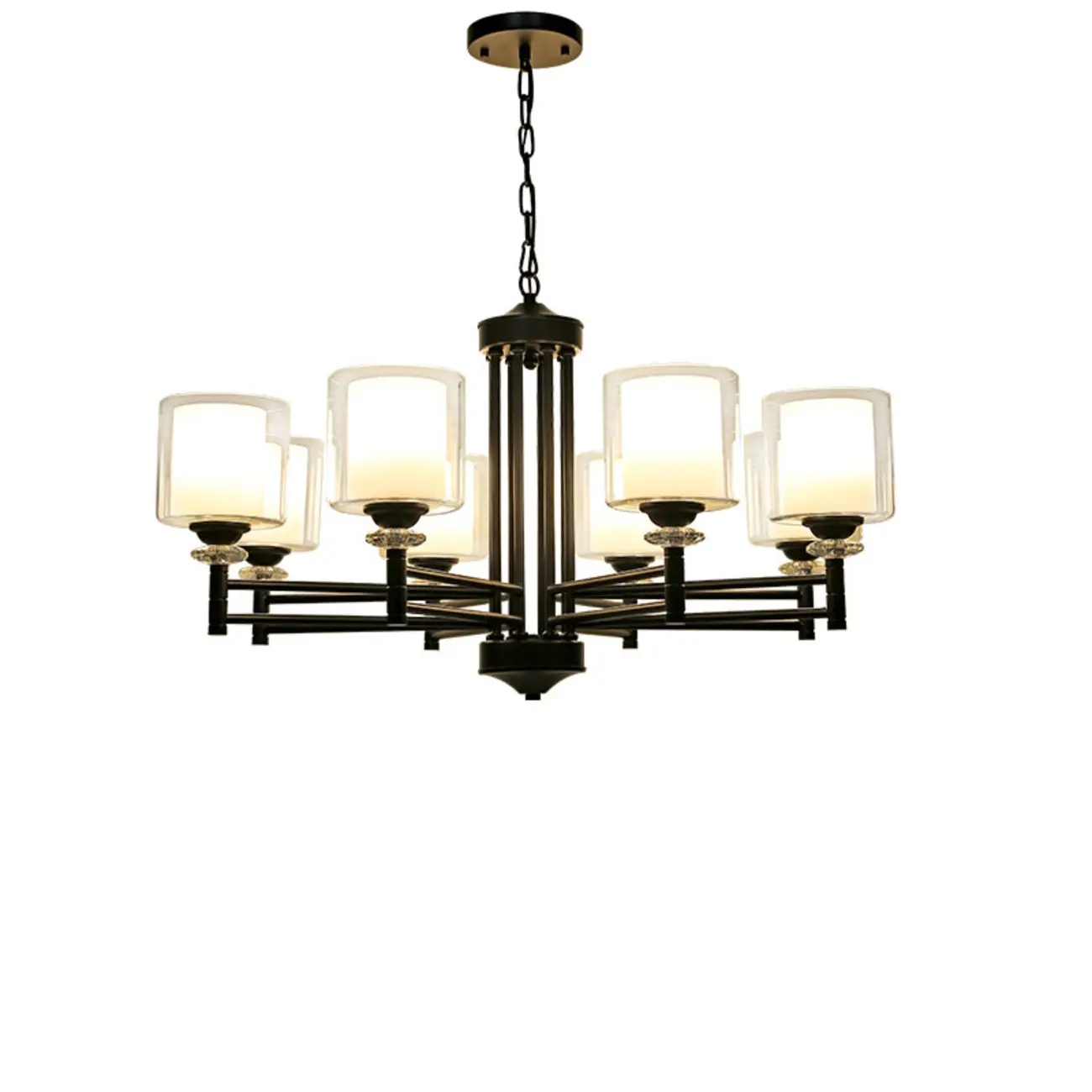 Modern Industrial Metal Chandelier with Clear Glass Shades Image - 5 | homeyfad
