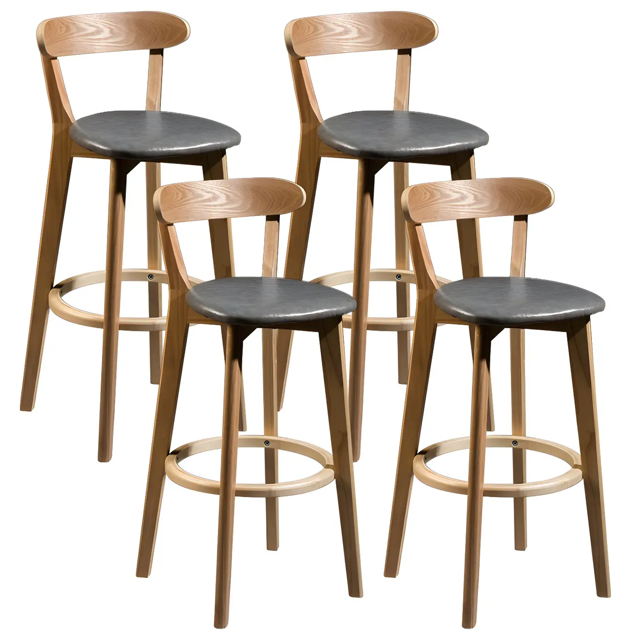 Wooden Upholstered Low Back Bar Height Stools Set of 2 | homeyfad