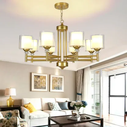 Modern Industrial Metal Chandelier with Clear Glass Shades Image - 6