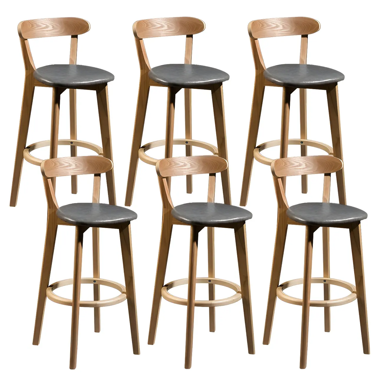 Wooden Upholstered Low Back Bar Height Stools Set of 2 | homeyfad