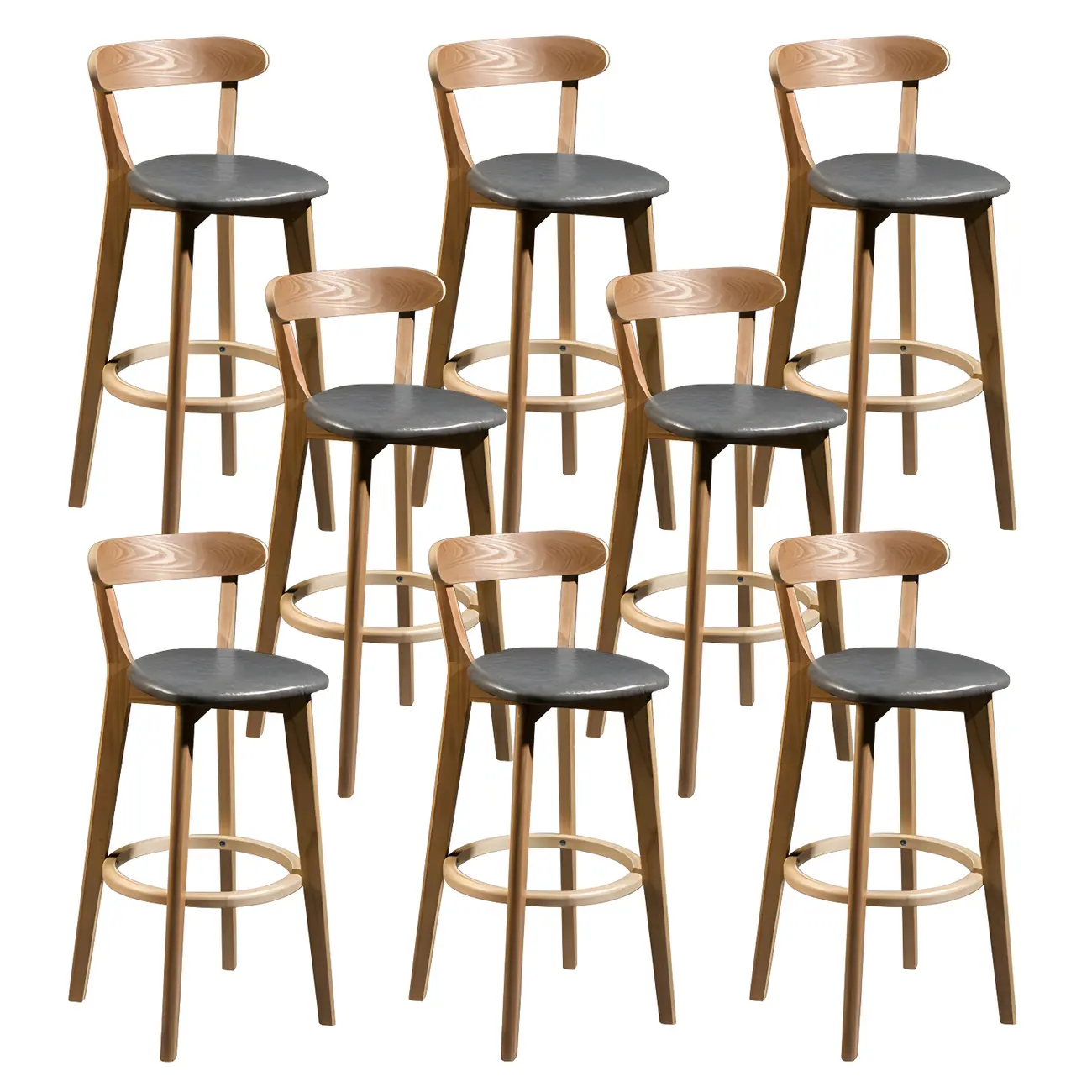 Wooden Upholstered Low Back Bar Height Stools Set of 2 | homeyfad