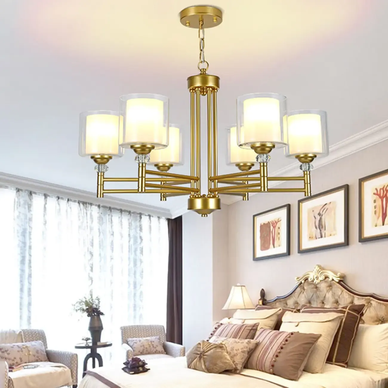 Modern Industrial Metal Chandelier with Clear Glass Shades Image - 8