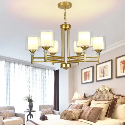 Modern Industrial Metal Chandelier with Clear Glass Shades Image - 8