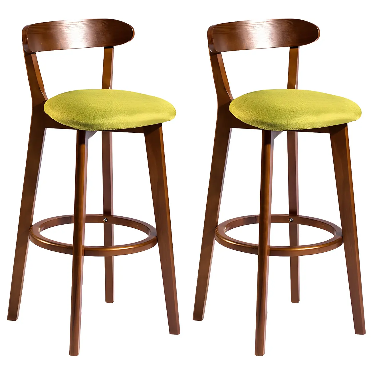 Wooden Upholstered Low Back Bar Height Stools Set of 2 | homeyfad