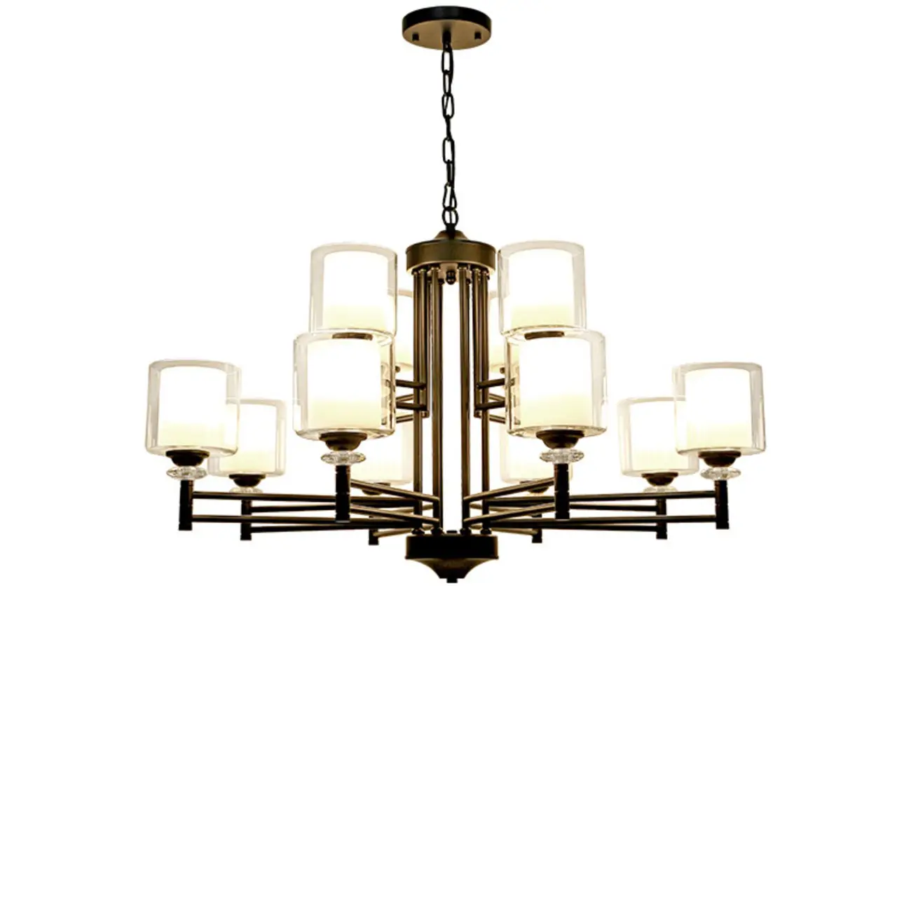 Modern Industrial Metal Chandelier with Clear Glass Shades Image - 9 | homeyfad