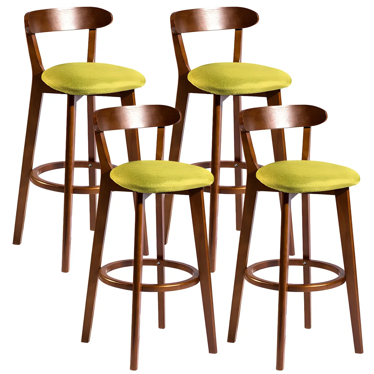 Wooden Upholstered Low Back Bar Height Stools Set of 2 | homeyfad