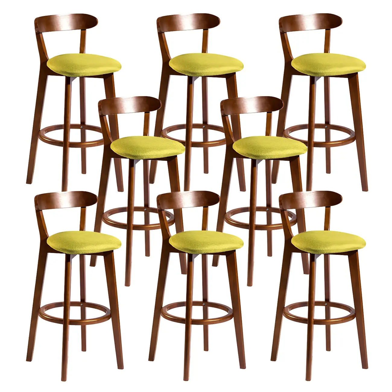 Wooden Upholstered Low Back Bar Height Stools Set of 2 | homeyfad
