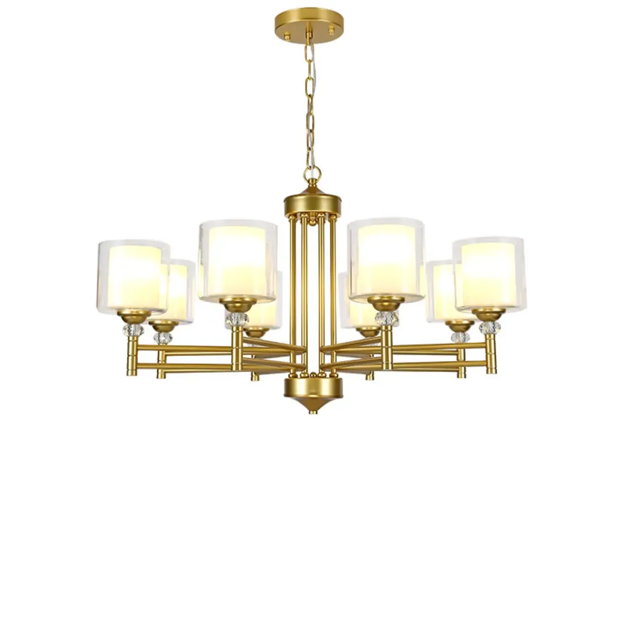 Modern Industrial Metal Chandelier with Clear Glass Shades Image - 13