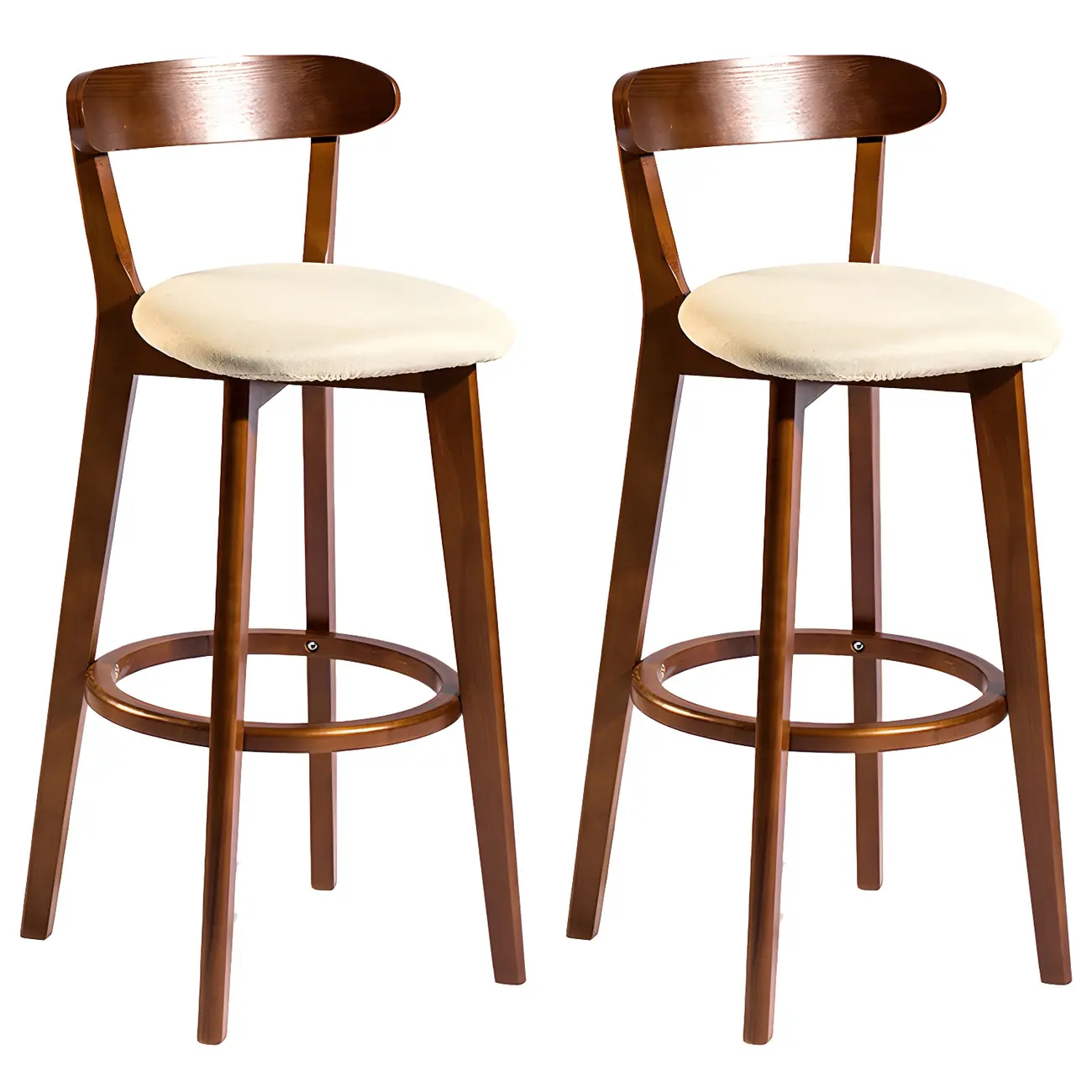 Wooden Upholstered Low Back Bar Height Stools Set of 2 | homeyfad