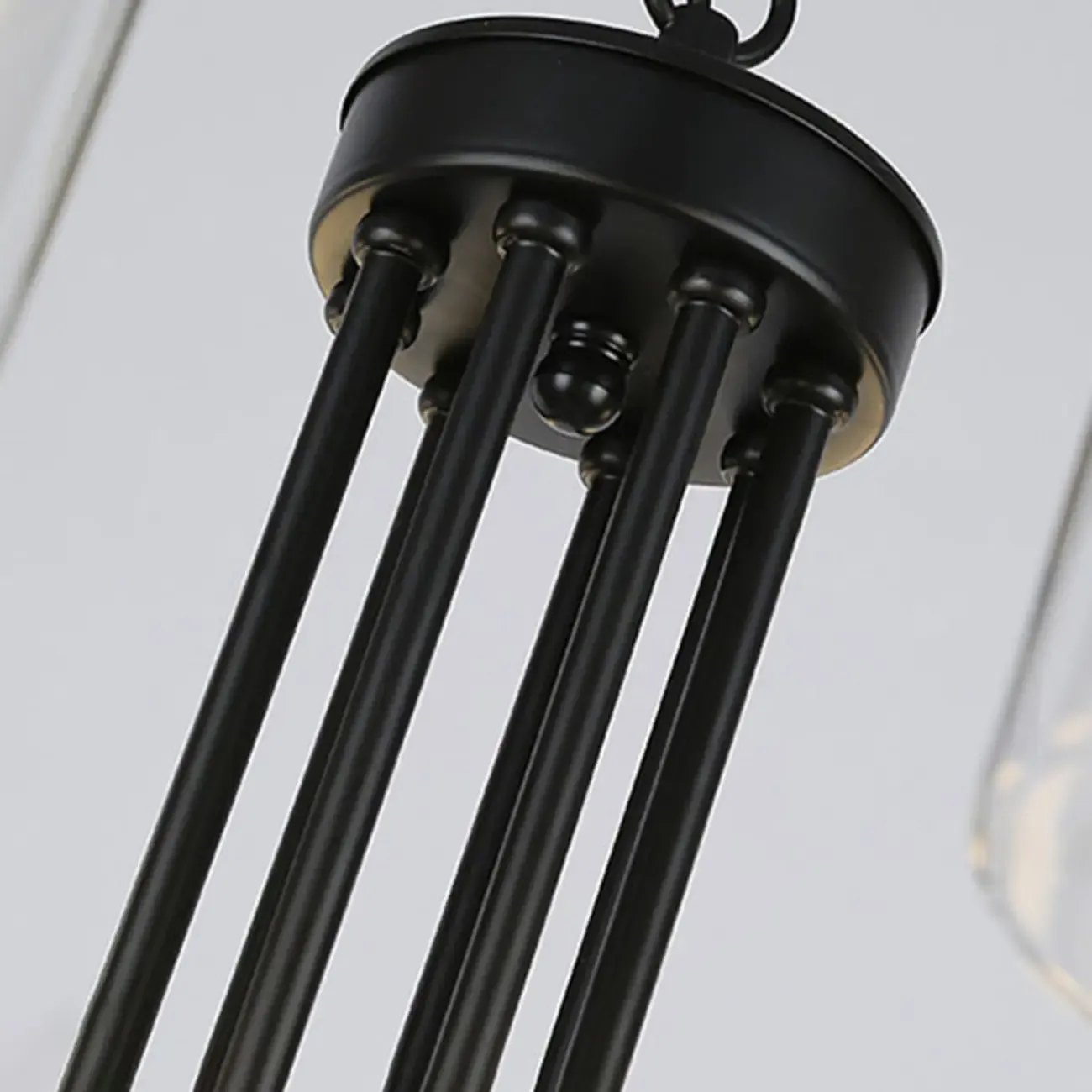 Modern Industrial Metal Chandelier with Clear Glass Shades Image - 14