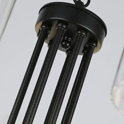 Modern Industrial Metal Chandelier with Clear Glass Shades Image - 14