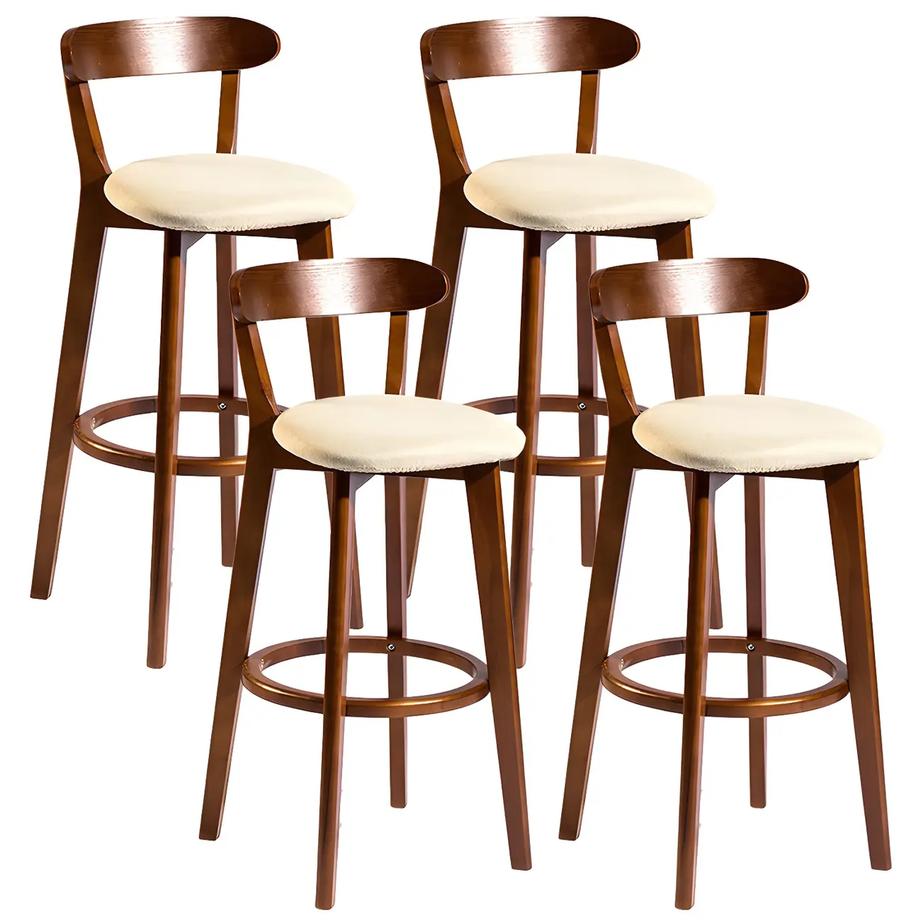 Wooden Upholstered Low Back Bar Height Stools Set of 2 | homeyfad