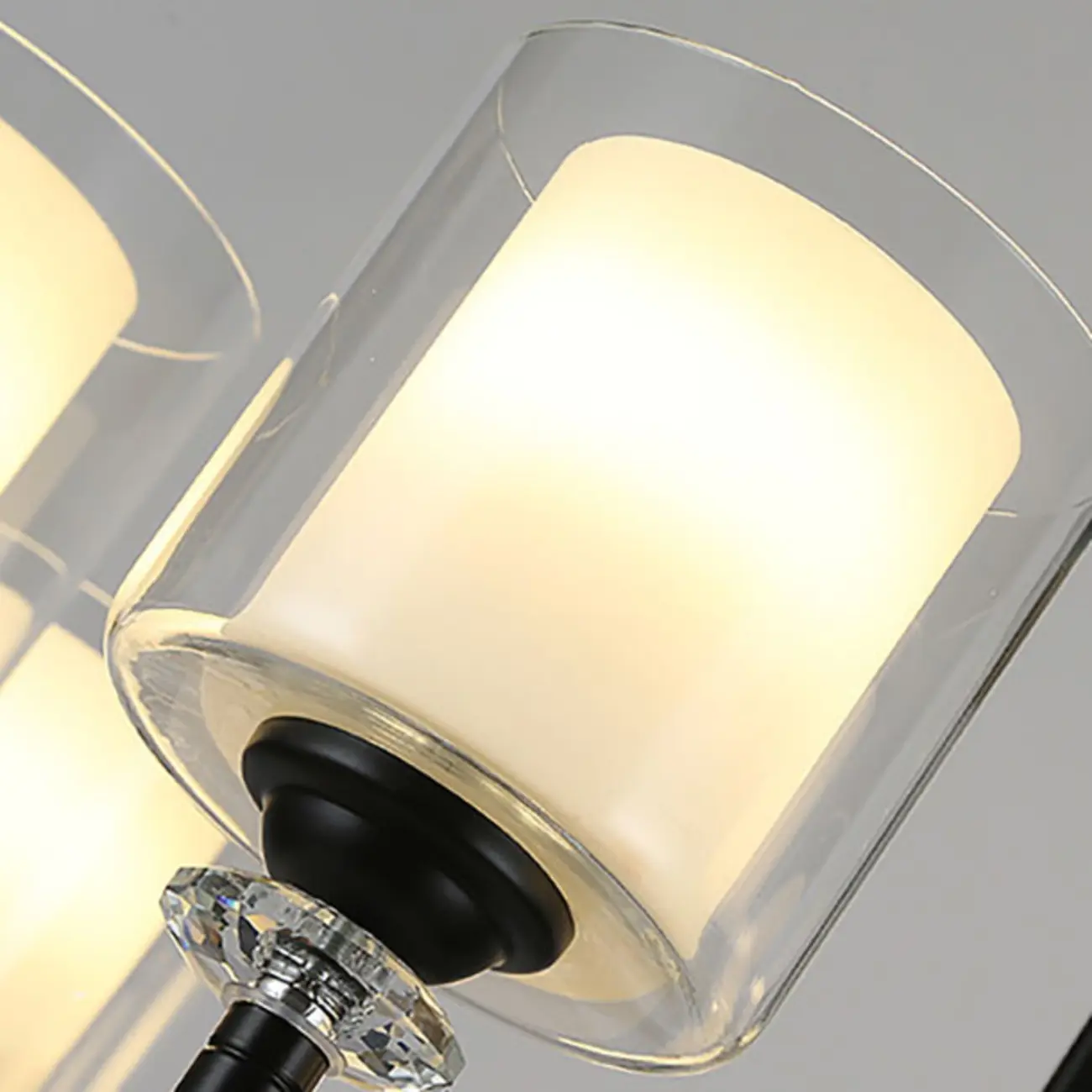 Modern Industrial Metal Chandelier with Clear Glass Shades Image - 16 | homeyfad