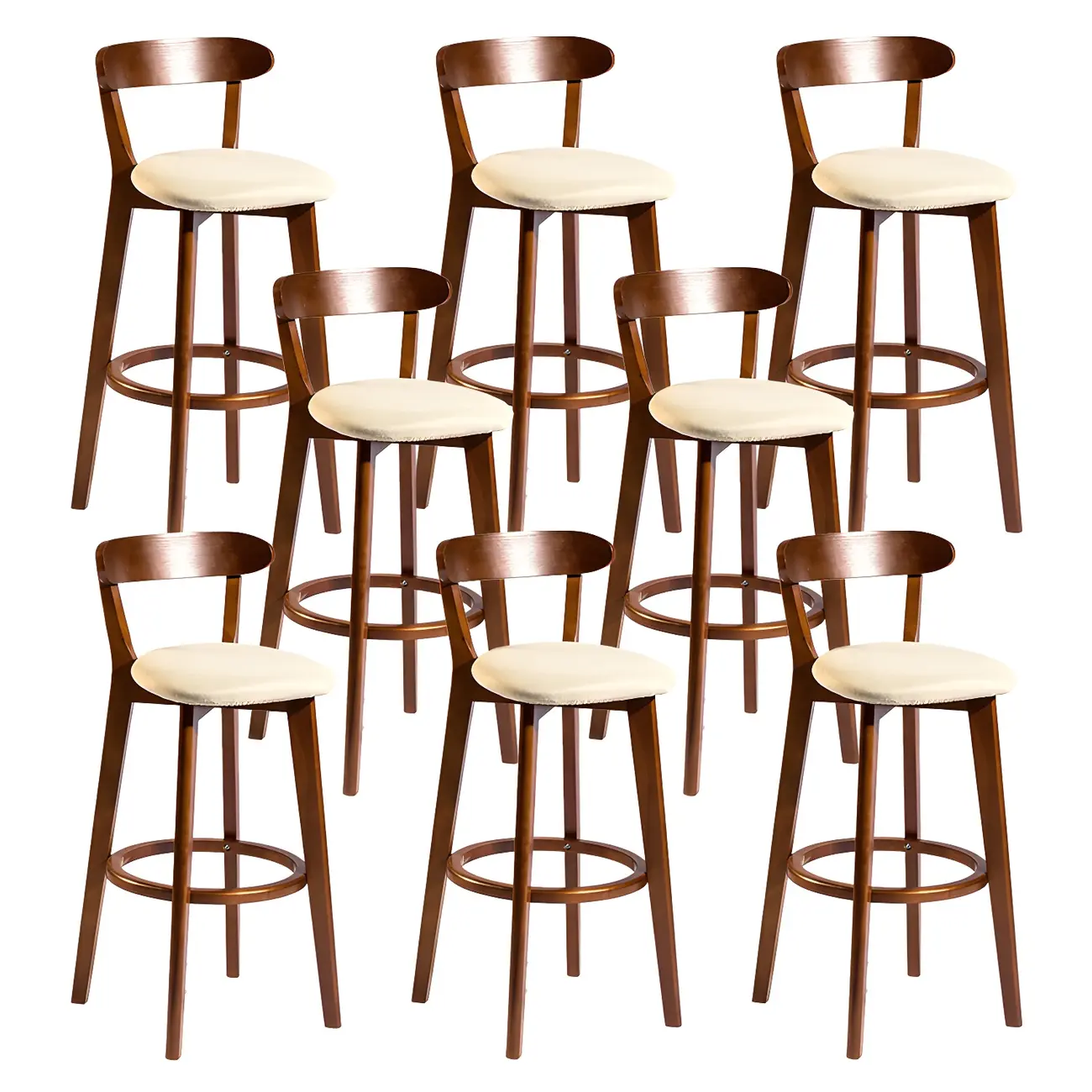 Wooden Upholstered Low Back Bar Height Stools Set of 2 | homeyfad