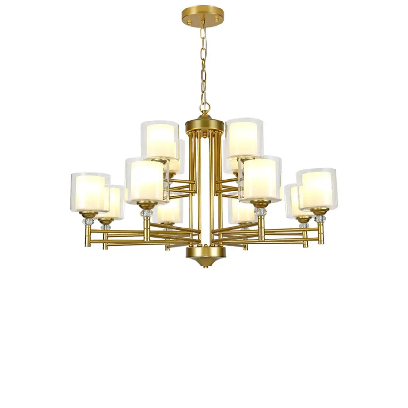 Modern Industrial Metal Chandelier with Clear Glass Shades Image - 17