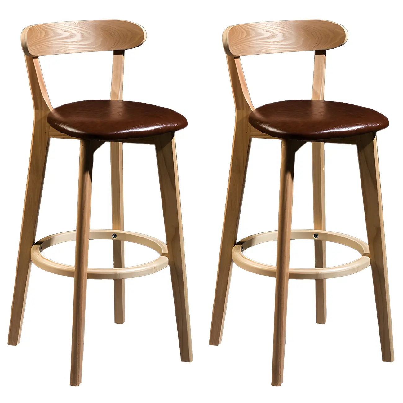 Wooden Upholstered Low Back Bar Height Stools Set of 2 | homeyfad