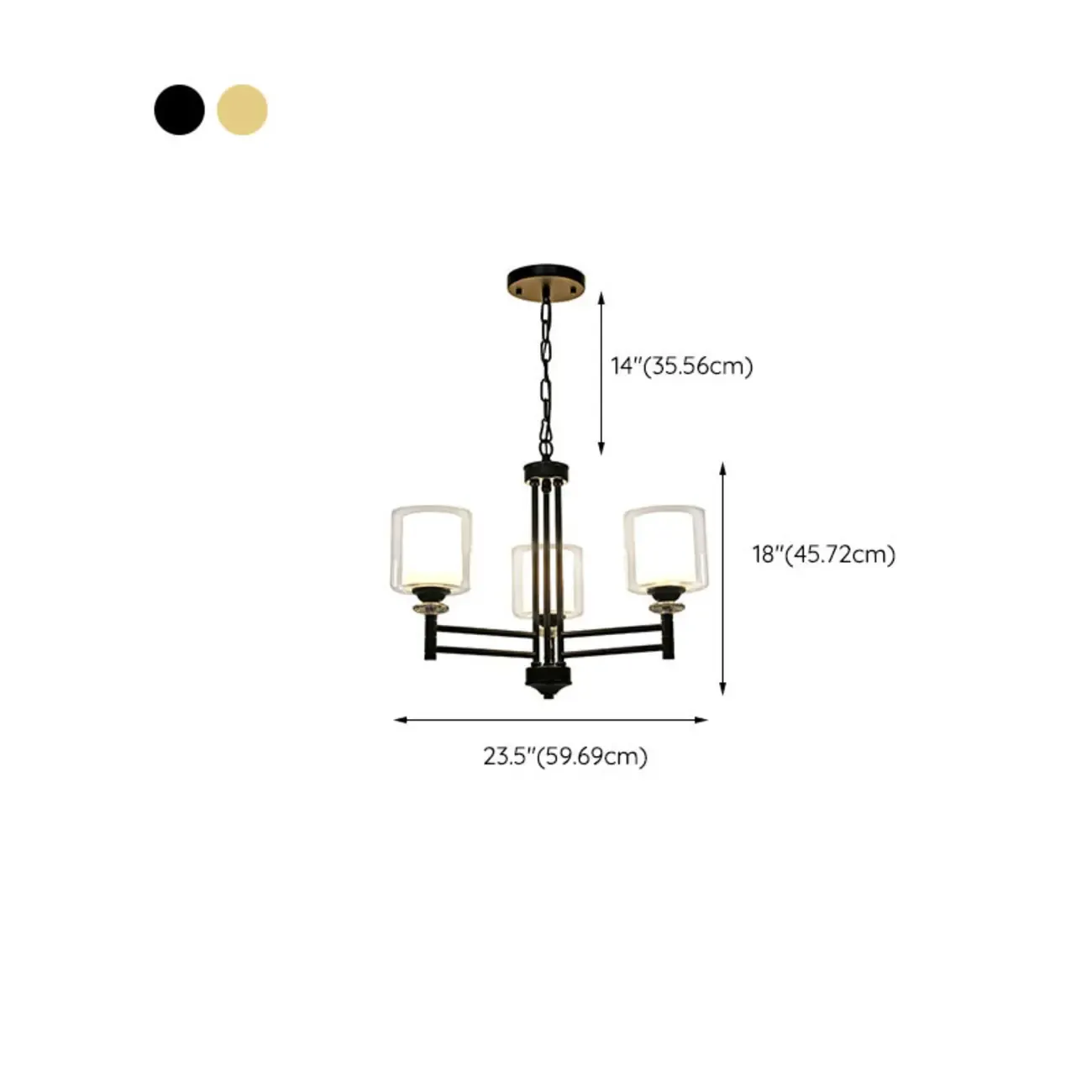 Modern Industrial Metal Chandelier with Clear Glass Shades #size