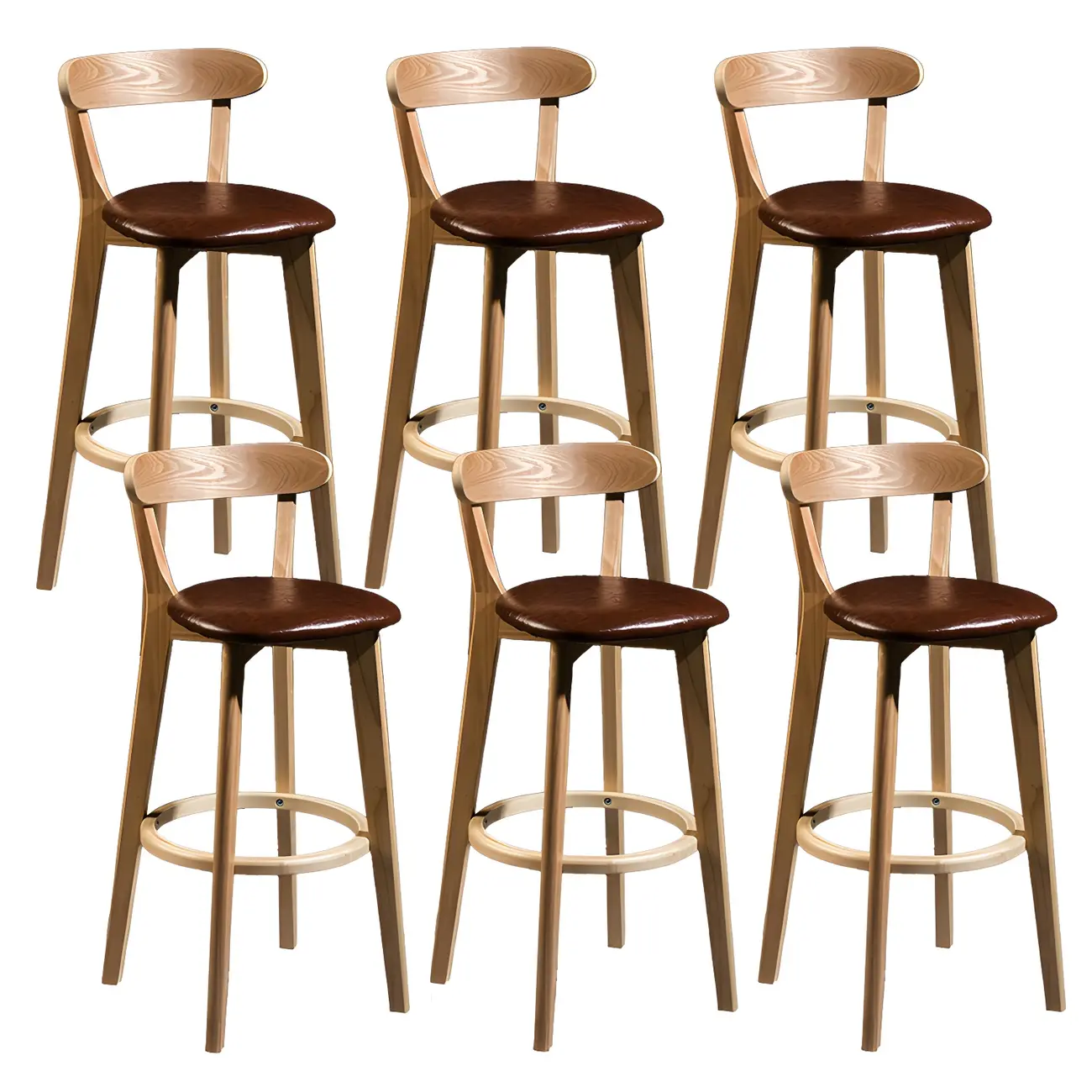 Wooden Upholstered Low Back Bar Height Stools Set of 2 | homeyfad
