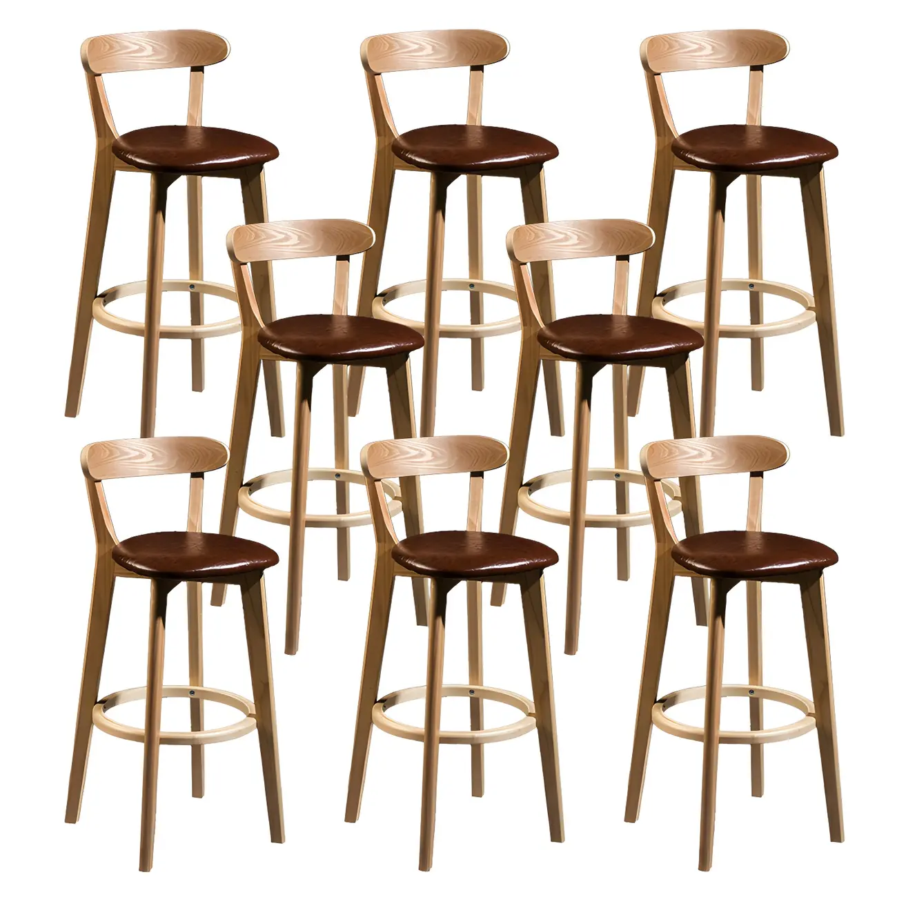 Wooden Upholstered Low Back Bar Height Stools Set of 2 | homeyfad