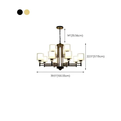 Modern Industrial Metal Chandelier with Clear Glass Shades Image - 22