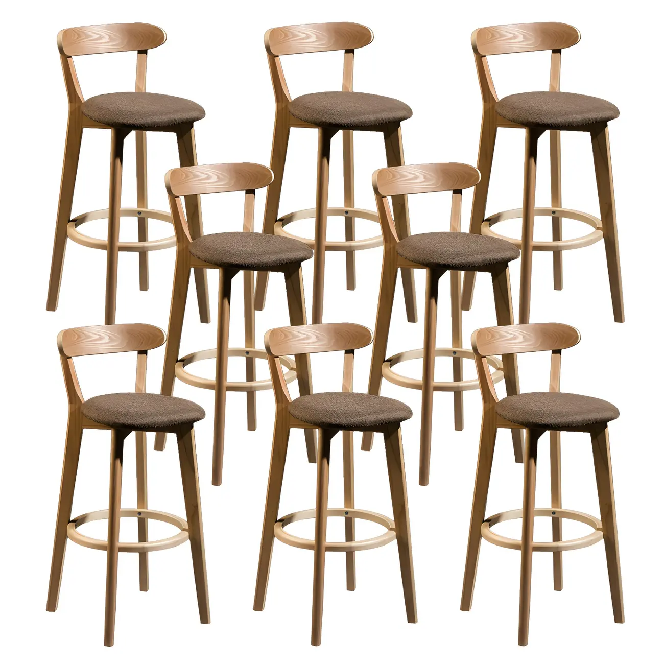 Wooden Upholstered Low Back Bar Height Stools Set of 2 | homeyfad
