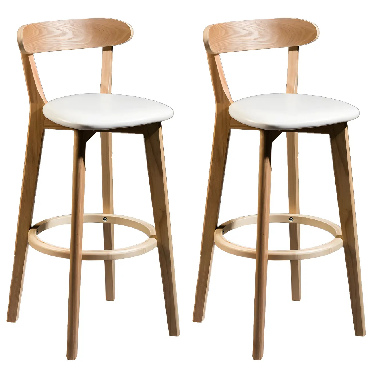 Wooden Upholstered Low Back Bar Height Stools Set of 2 | homeyfad