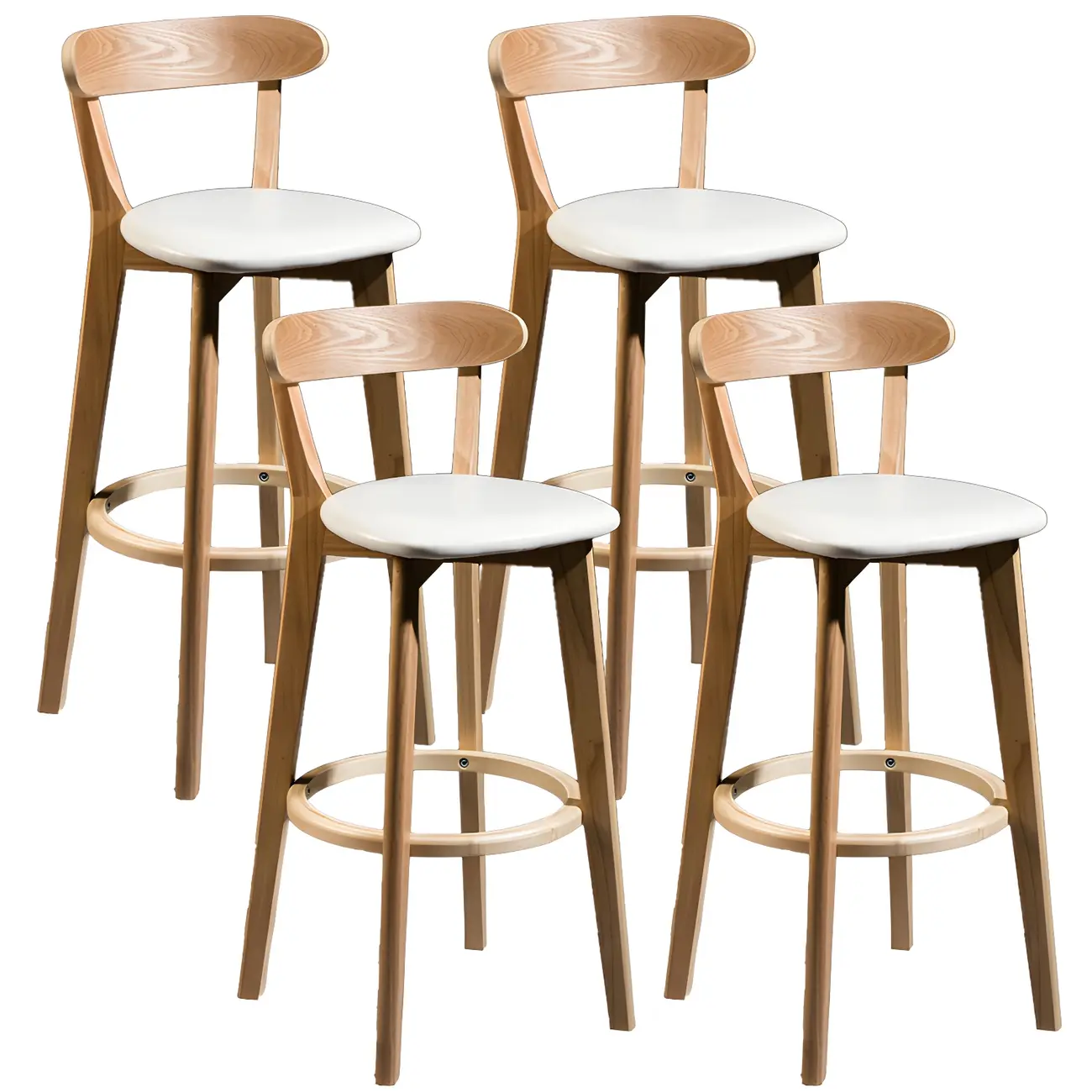 Wooden Upholstered Low Back Bar Height Stools Set of 2 | homeyfad