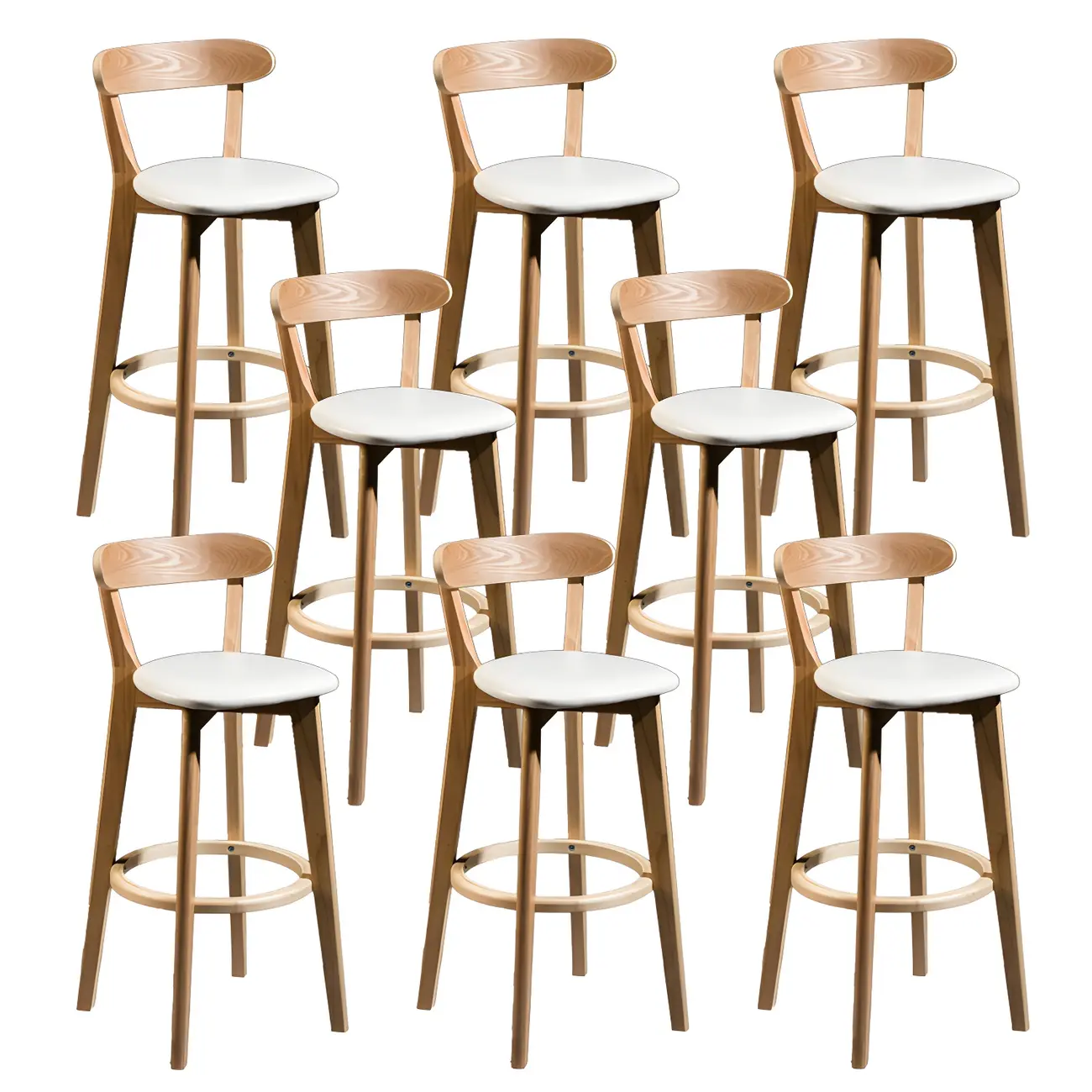 Wooden Upholstered Low Back Bar Height Stools Set of 2 | homeyfad