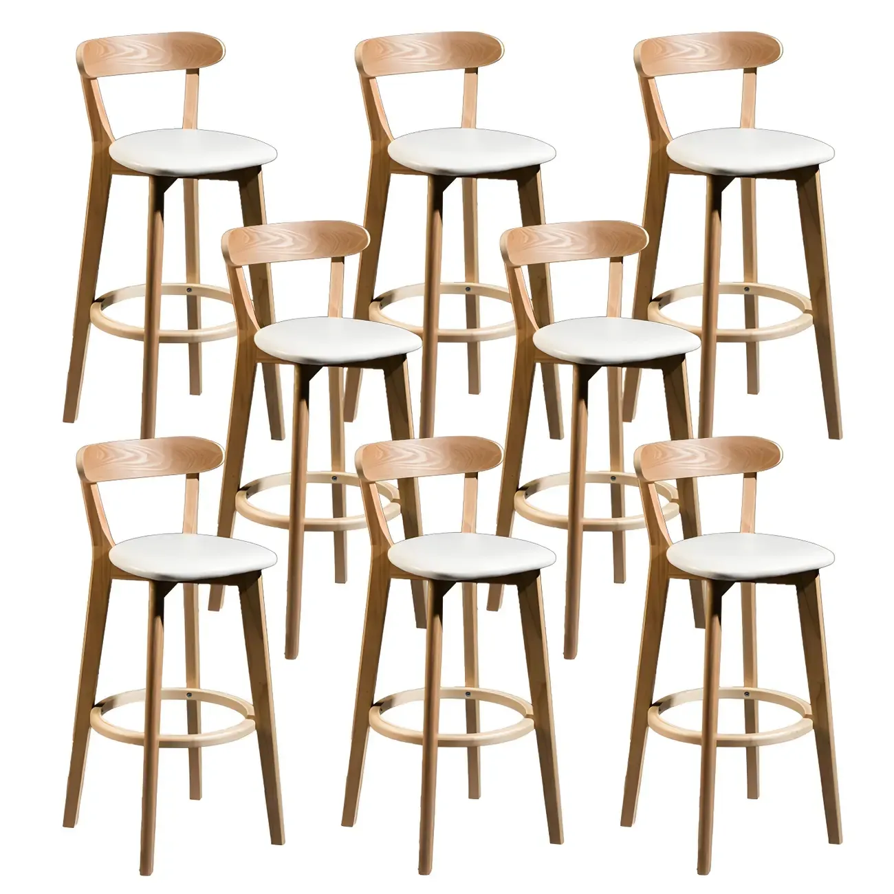 Wooden Upholstered Low Back Bar Height Stools Set of 2