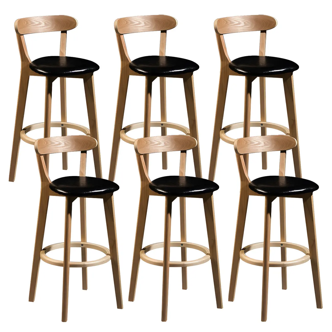 Wooden Upholstered Low Back Bar Height Stools Set of 2 | homeyfad