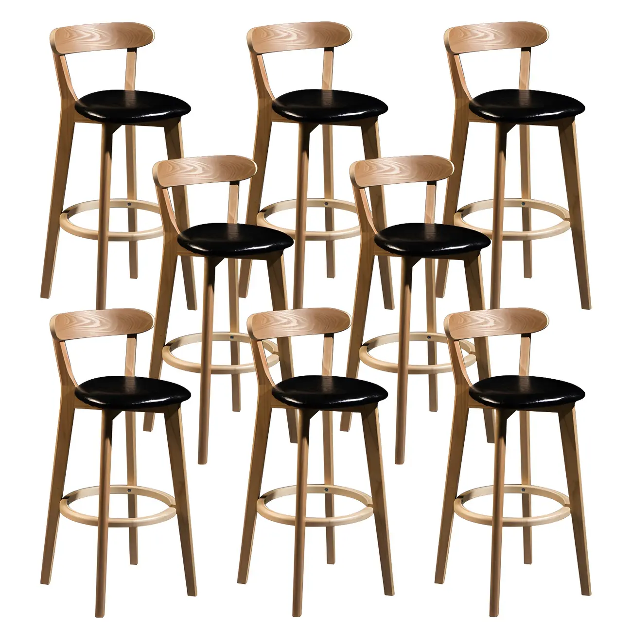 Wooden Upholstered Low Back Bar Height Stools Set of 2 | homeyfad