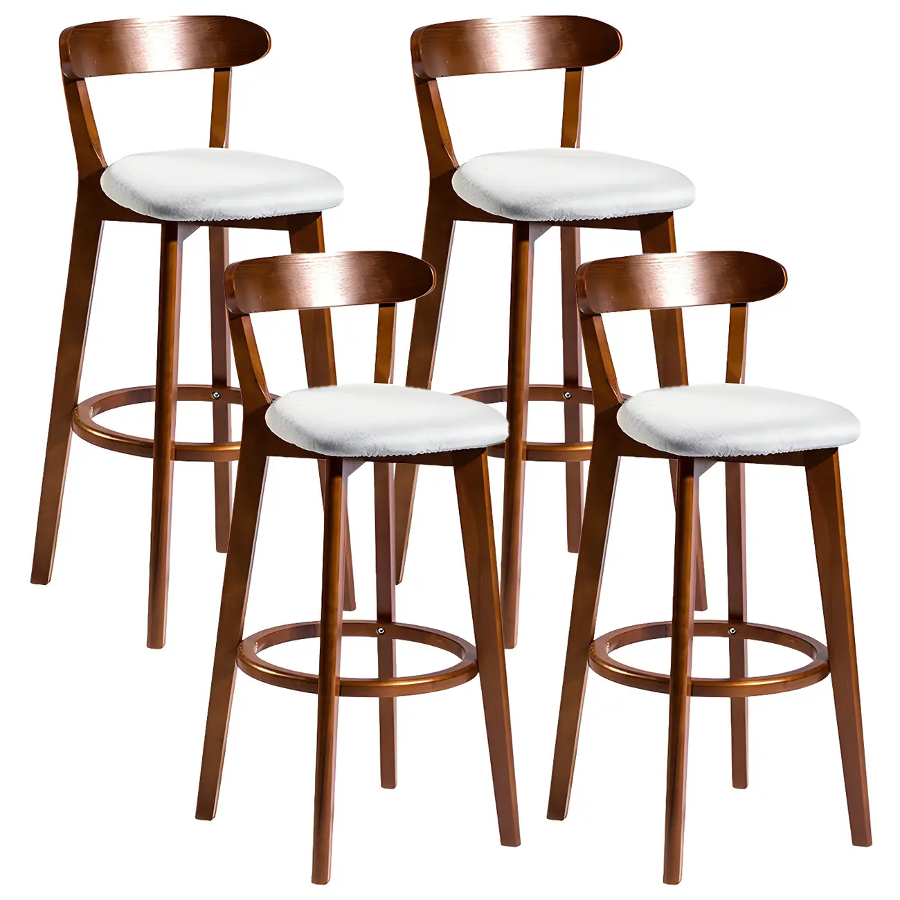 Wooden Upholstered Low Back Bar Height Stools Set of 2 | homeyfad