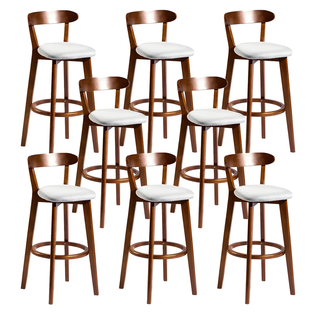 Wooden Upholstered Low Back Bar Height Stools Set of 2 | homeyfad
