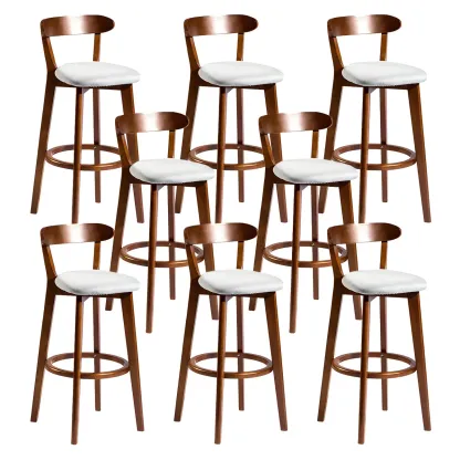 Wooden Upholstered Low Back Bar Height Stools Set of 2