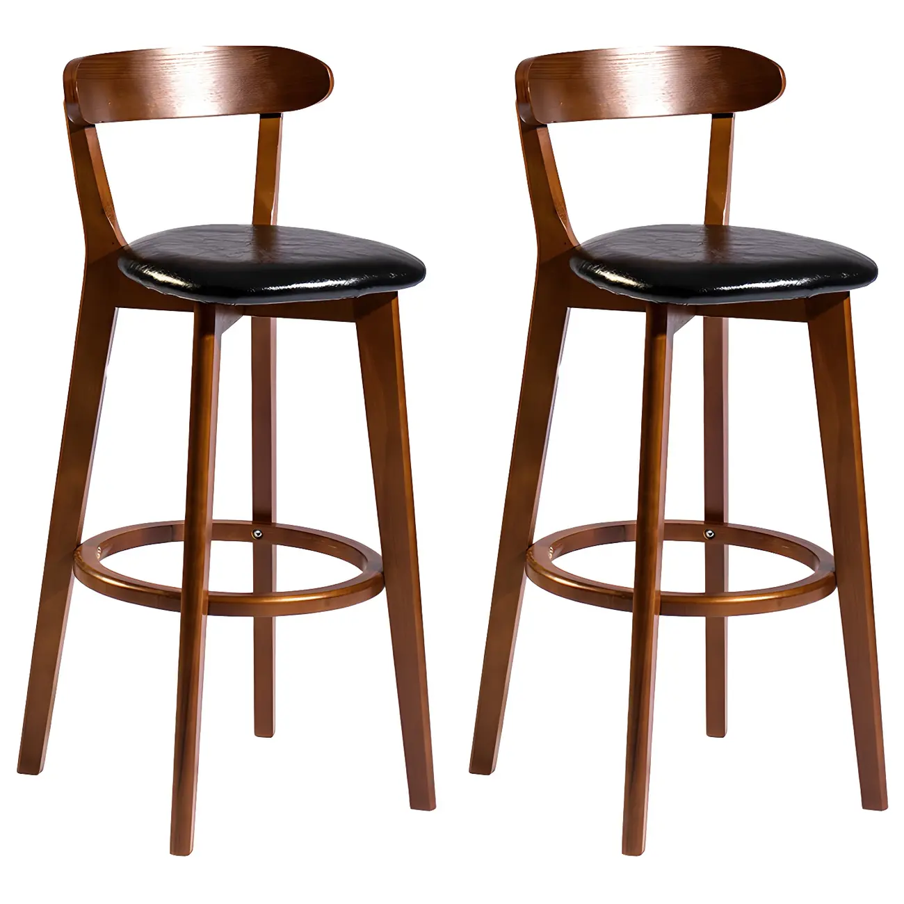 Wooden Upholstered Low Back Bar Height Stools Set of 2 | homeyfad