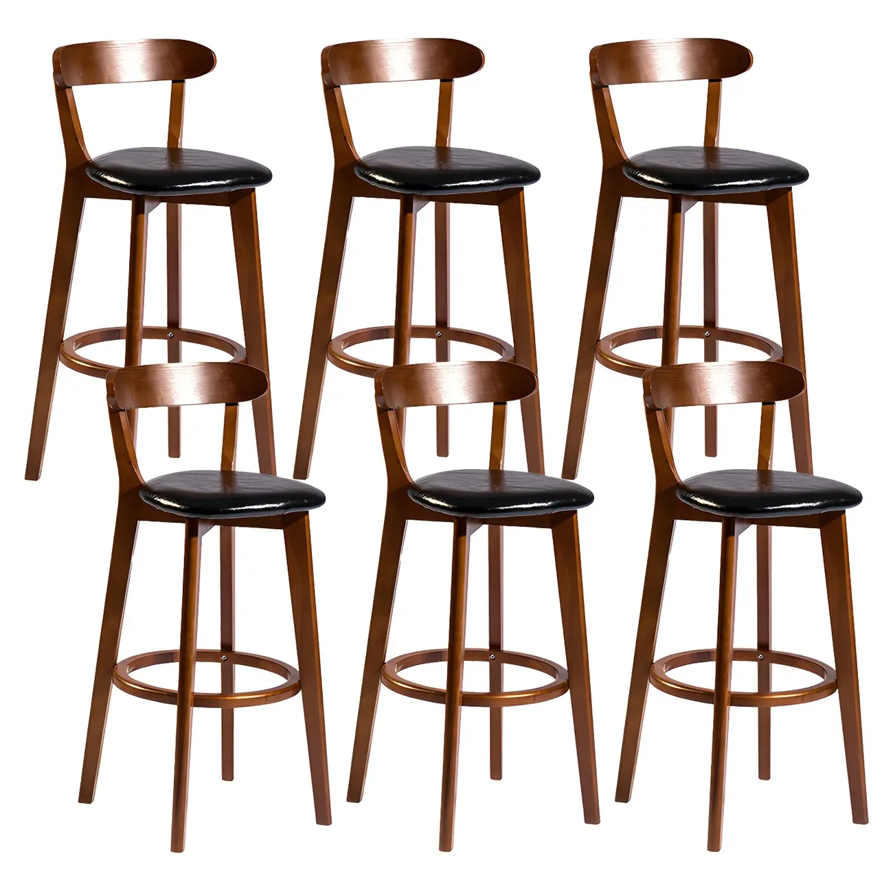 Wooden Upholstered Low Back Bar Height Stools Set of 2 | homeyfad