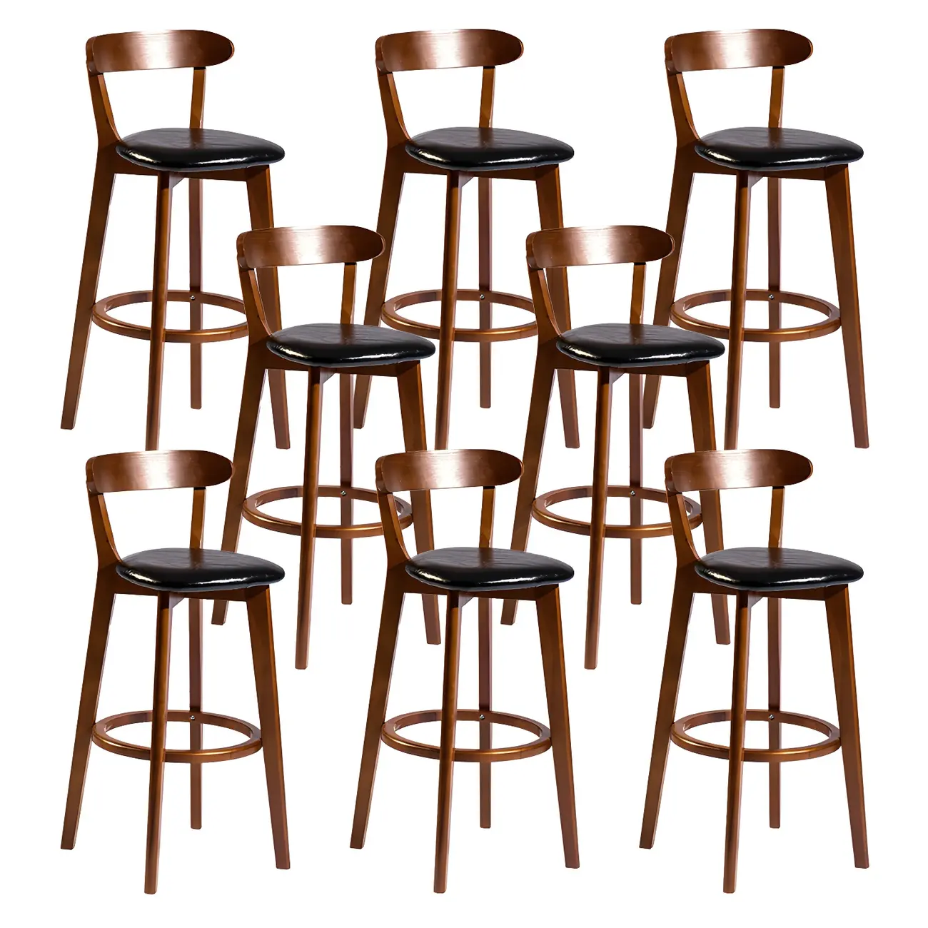 Wooden Upholstered Low Back Bar Height Stools Set of 2 | homeyfad