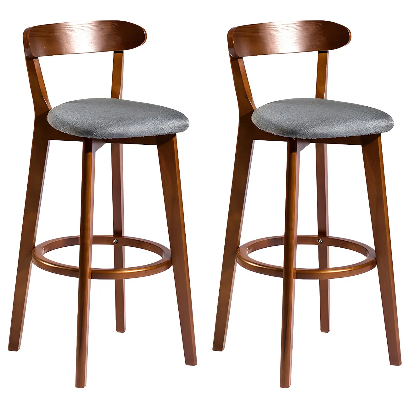 Wooden Upholstered Low Back Bar Height Stools Set of 2 | homeyfad