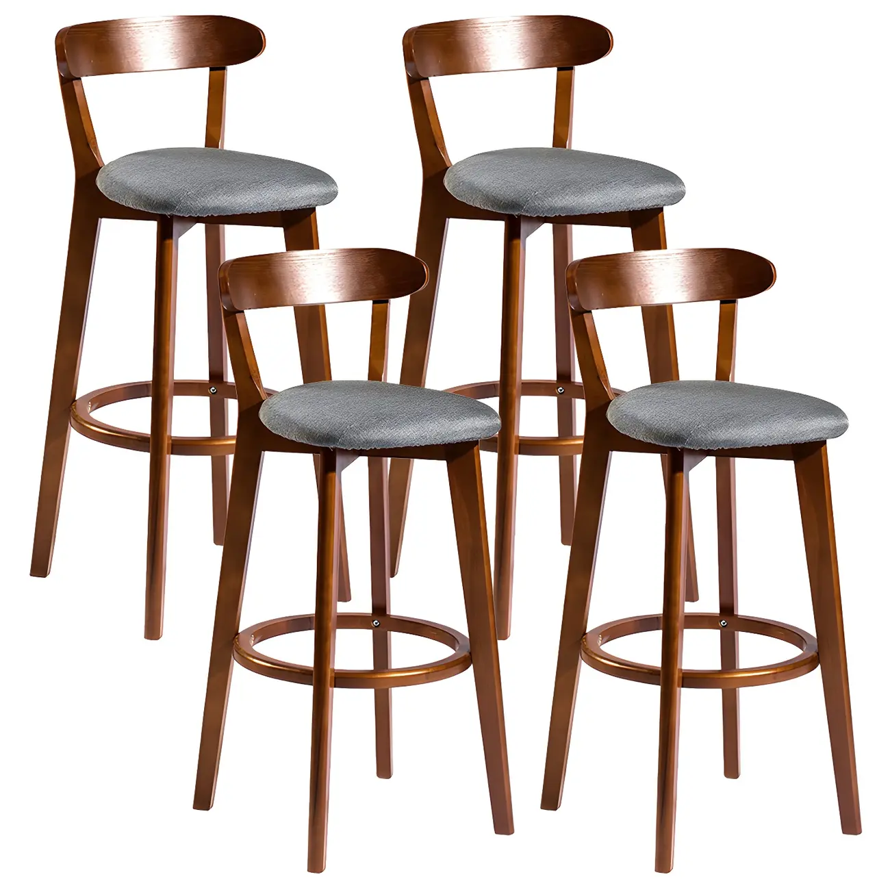 Wooden Upholstered Low Back Bar Height Stools Set of 2 | homeyfad