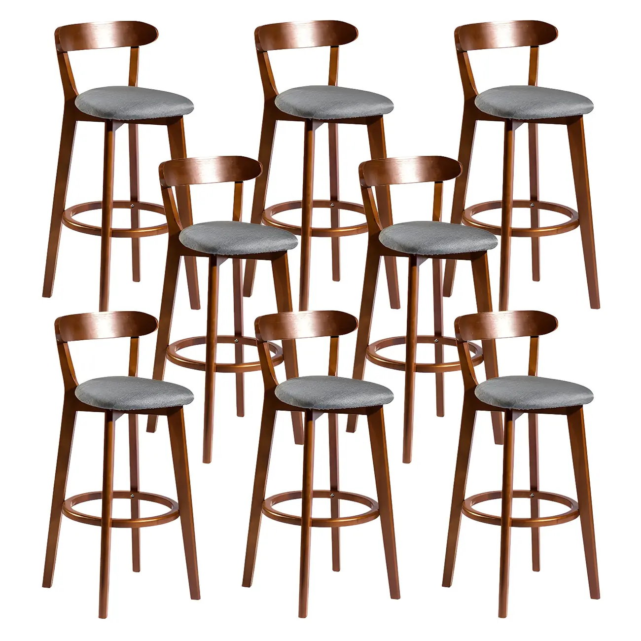 Wooden Upholstered Low Back Bar Height Stools Set of 2 | homeyfad