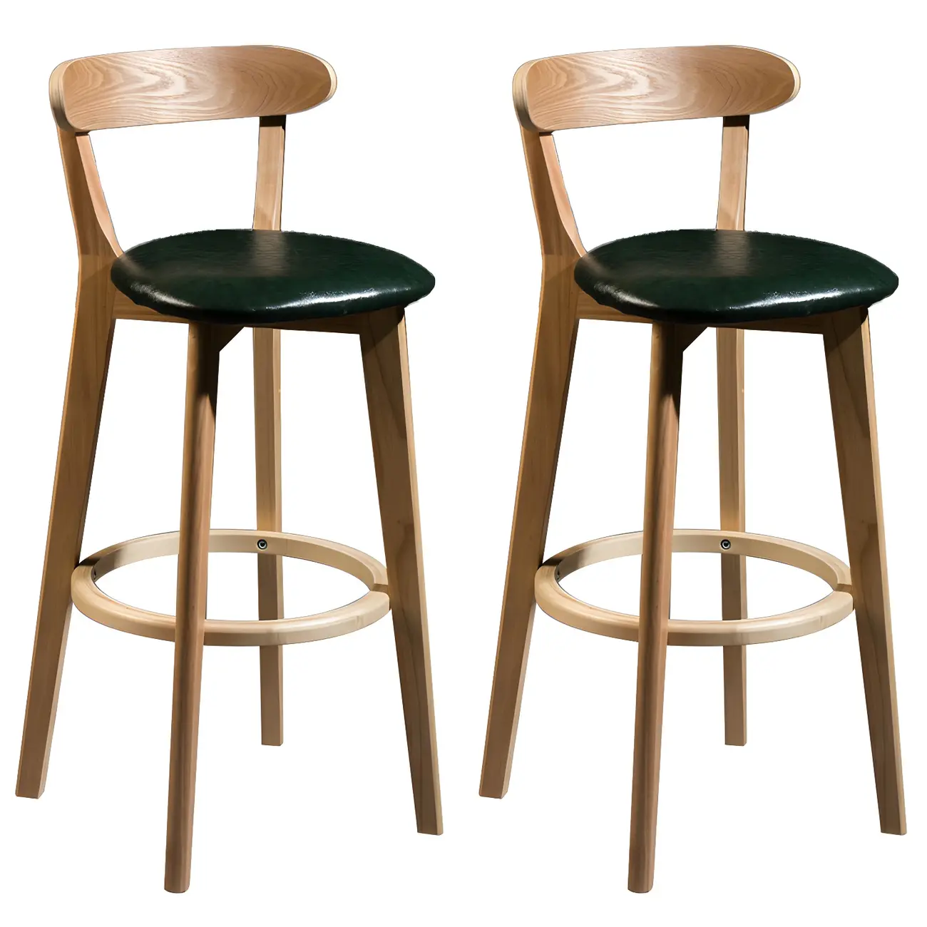Wooden Upholstered Low Back Bar Height Stools Set of 2 | homeyfad